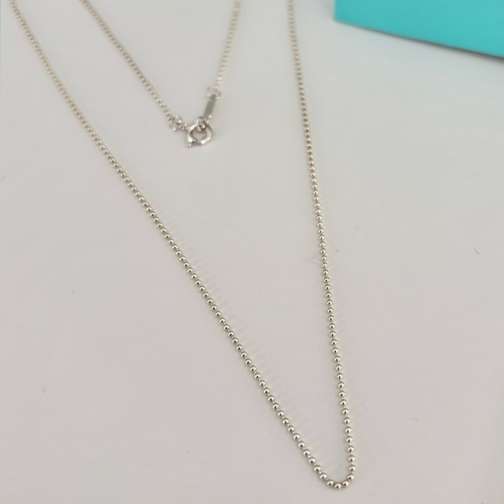 Tiffany & Co. Silver Bead Chain Necklace 20 Inches Long